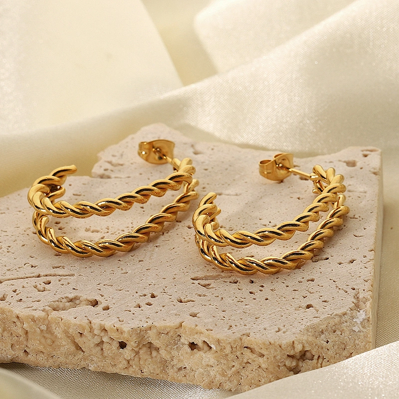 Popular Geometric Stainless Steel Twist Earrings Jewelry