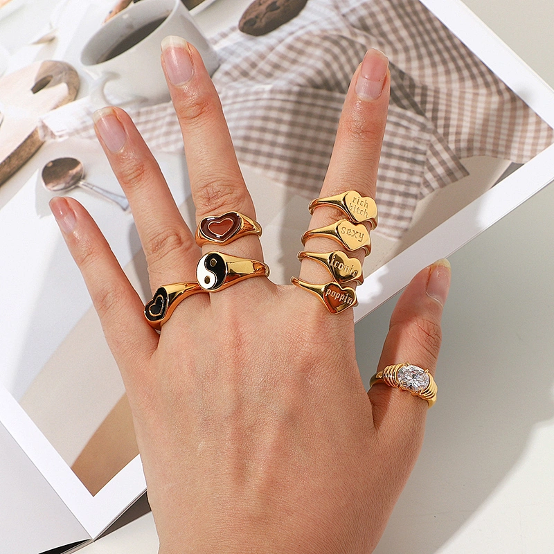 Couple Ring 18K Gold Plated Ring Letter Engraved Ring Set