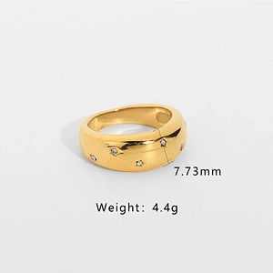 Titanium Steel Ring 18K Gold Plated Steel Women's Zircon Ring