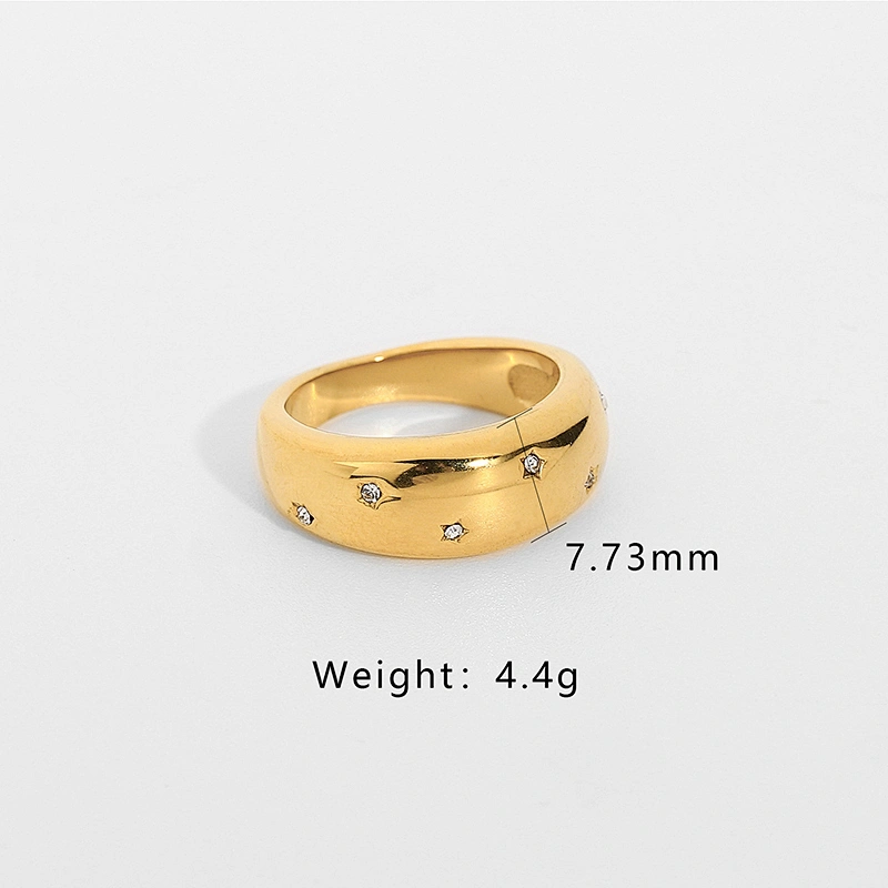 Titanium Steel Ring 18K Gold Plated Steel Women's Zircon Ring