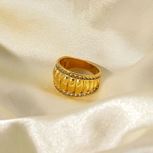 Trendy Stainless Steel Ring With Rhinestone Jewelry