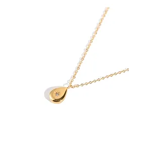 18K Gold Plated Zirconia Drop Eight Awn Star Pendant Necklace