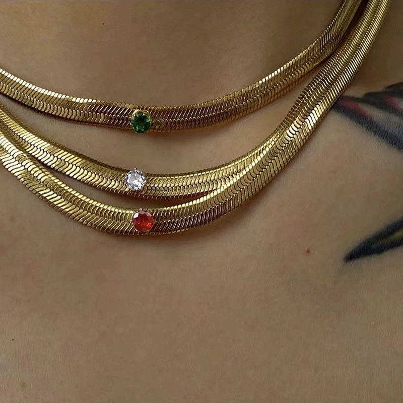 Simple Stainless Steel Jewelry Rectangular Color Necklace