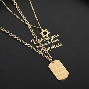 Double Layered Hexagram Charm Pendant Necklace Custom