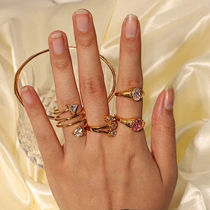Trend Zircon Stainless Steel Ring Titanium Steel Ring Women