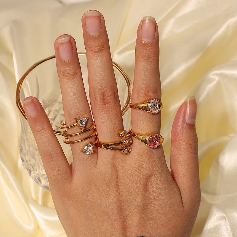 Trend Zircon Stainless Steel Ring Titanium Steel Ring Women