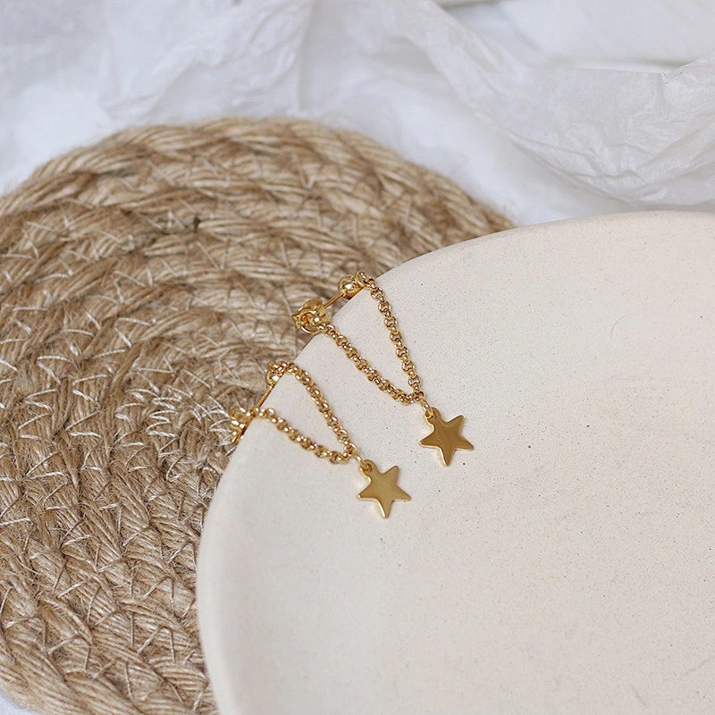 Stainless Steel Chain Star Long Tassel Earrings