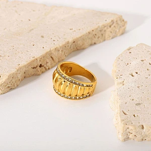 Trendy Stainless Steel Ring With Rhinestone Jewelry
