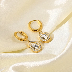 Fashion Metal Jewelry Zircon Hoop Earrings Charm Women