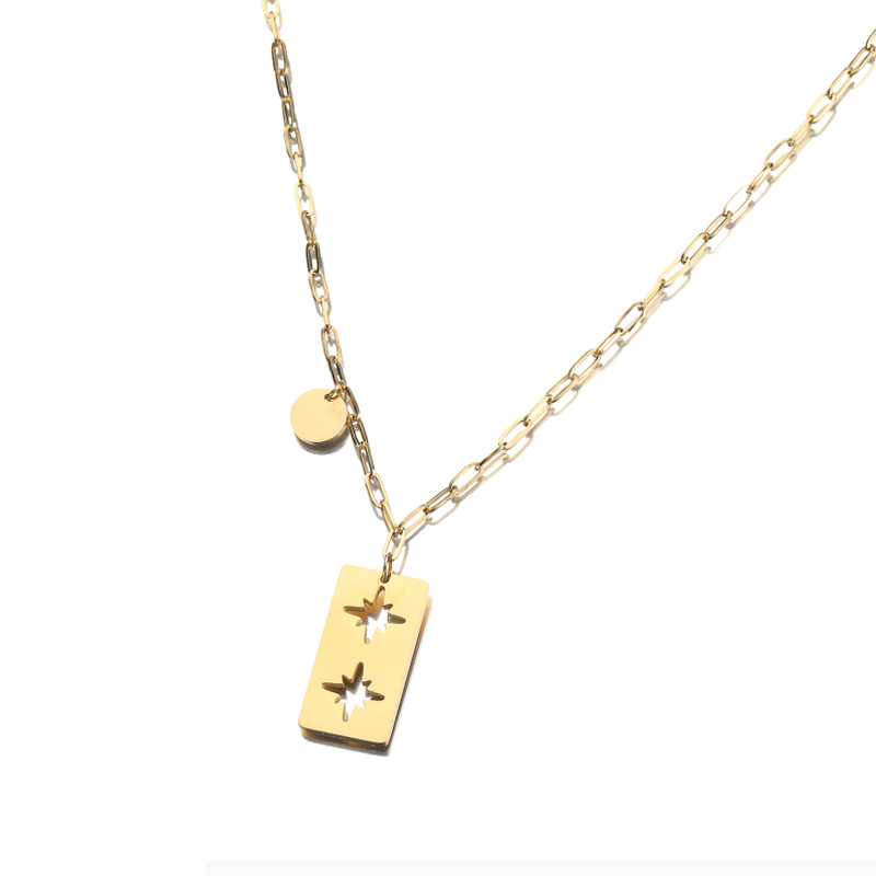 Trend Double Hollow Star Pendant Necklace Customize