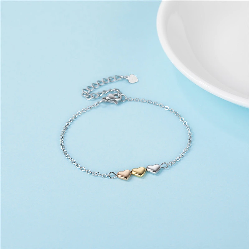 Stainless Steel Tricolor Heart Bracelet Export