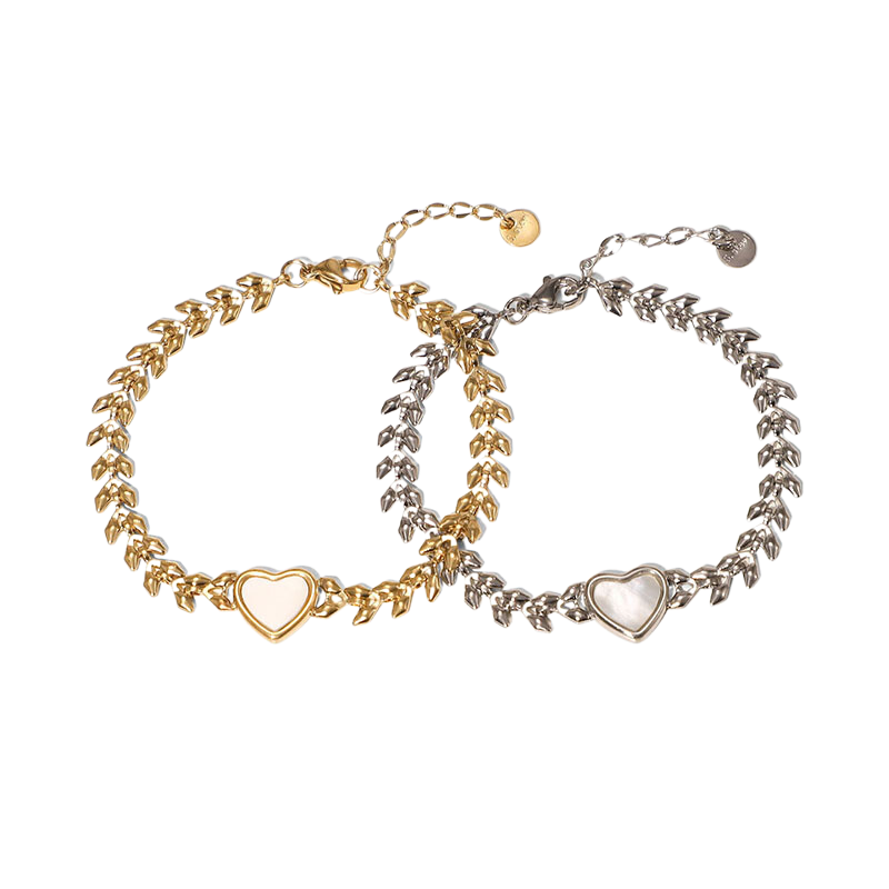 14k Gold Plated Shell Heart Shaped Girls Bracelet