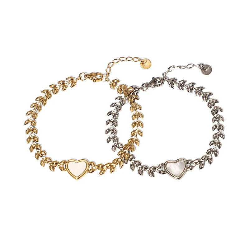 14k Gold Plated Shell Heart Shaped Girls Bracelet