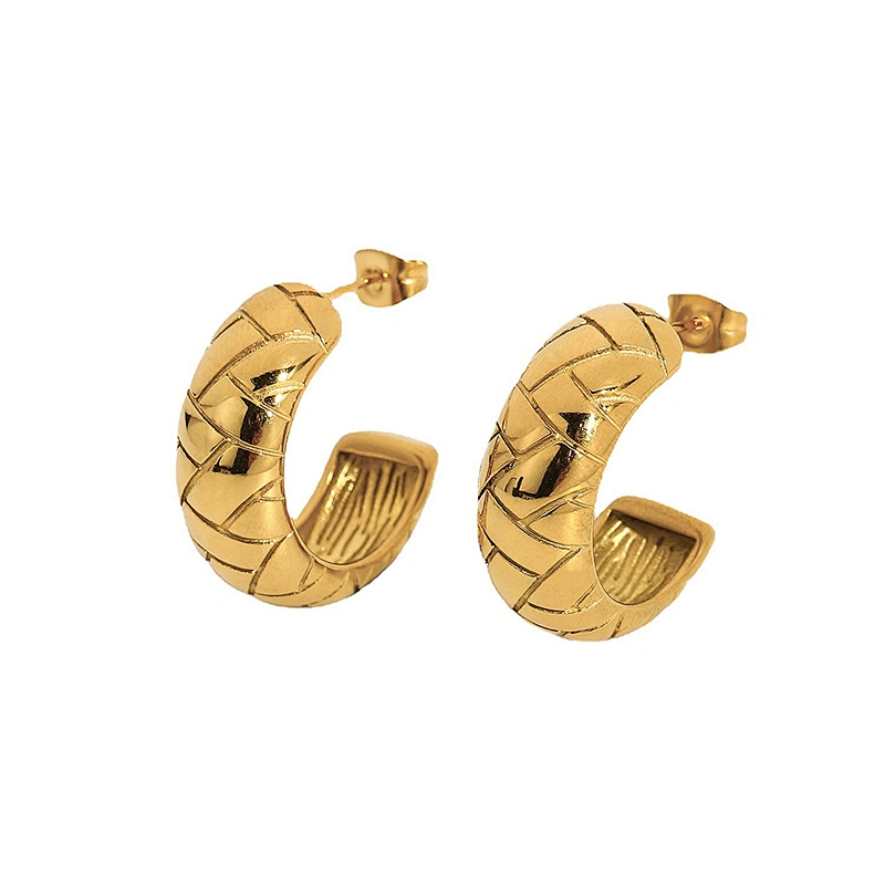 Metal Rhombus Earrings Stainless Steel Vintage Stud Earrings