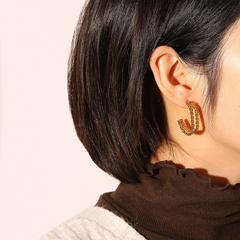 Popular Geometric Stainless Steel Twist Earrings Jewelry
