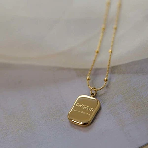 18K Gold Plated Steel Rectangle Custom Letter Necklace