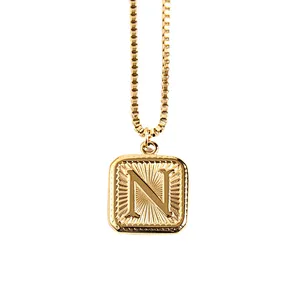 Gold Stainless Steel 26 Letter Charm Necklace Series
