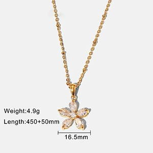 New Steel White Zircon Flower Pendant Necklace Women