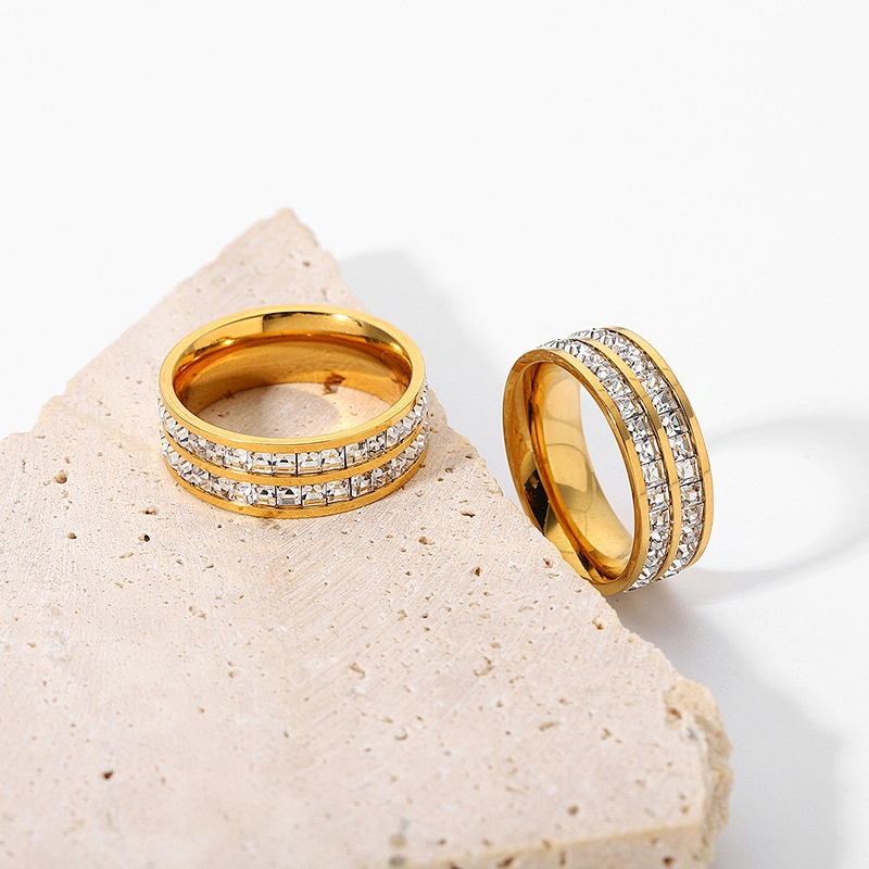 Fashion 18K Gold Plated Stainless Steel Zircon Ring Jewelry