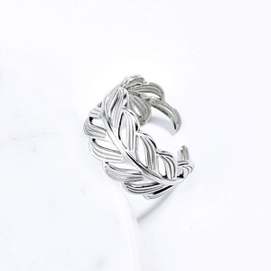 Feather Shaped Stainless Steel Rings For Women