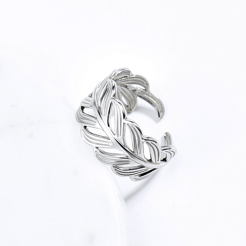 Feather Shaped Stainless Steel Rings For Women