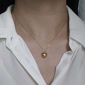 Shell Heart Charm Pendant Chain Stainless Steel Necklace