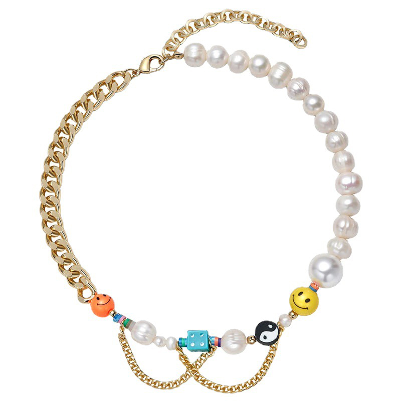 Smile Face Yin And Yang Bead Dice Stainless Steel Bracelet