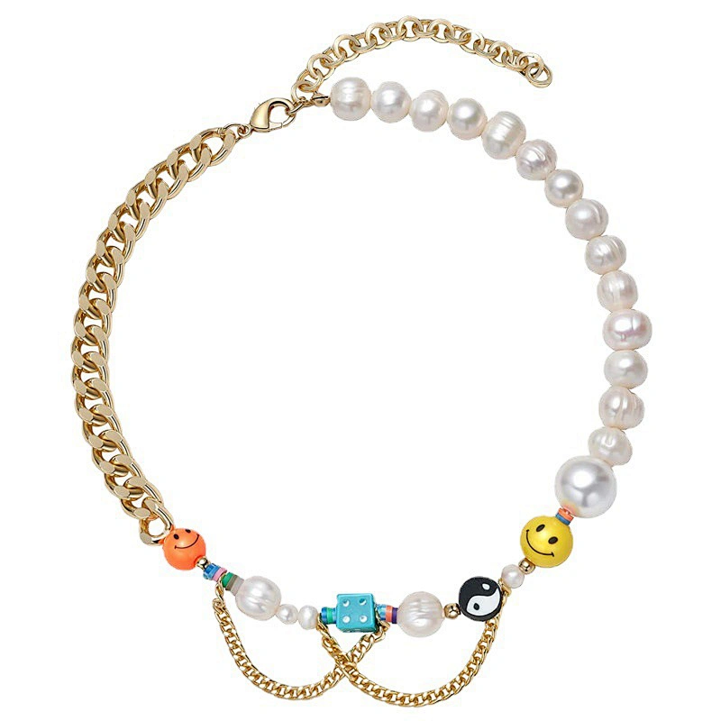 Smile Face Yin And Yang Bead Dice Stainless Steel Bracelet