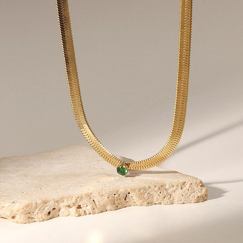 Simple Stainless Steel Jewelry Rectangular Color Necklace