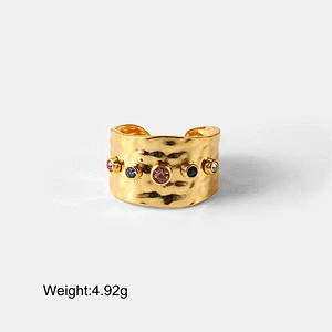 Colored Zircon Crystal Rings Ladies Jewelry Stainless Steel Personality Rings