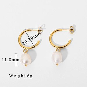 Retro Freshwater Pearls Earrings C Shape Earrings Women