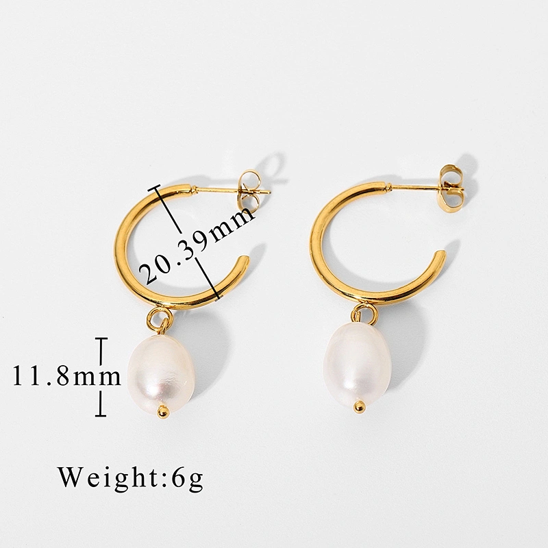 Retro Freshwater Pearls Earrings C Shape Earrings Women