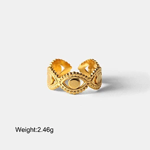 Geometric Stainless Steel Ring Eye Opening 18K Gold Jewelry