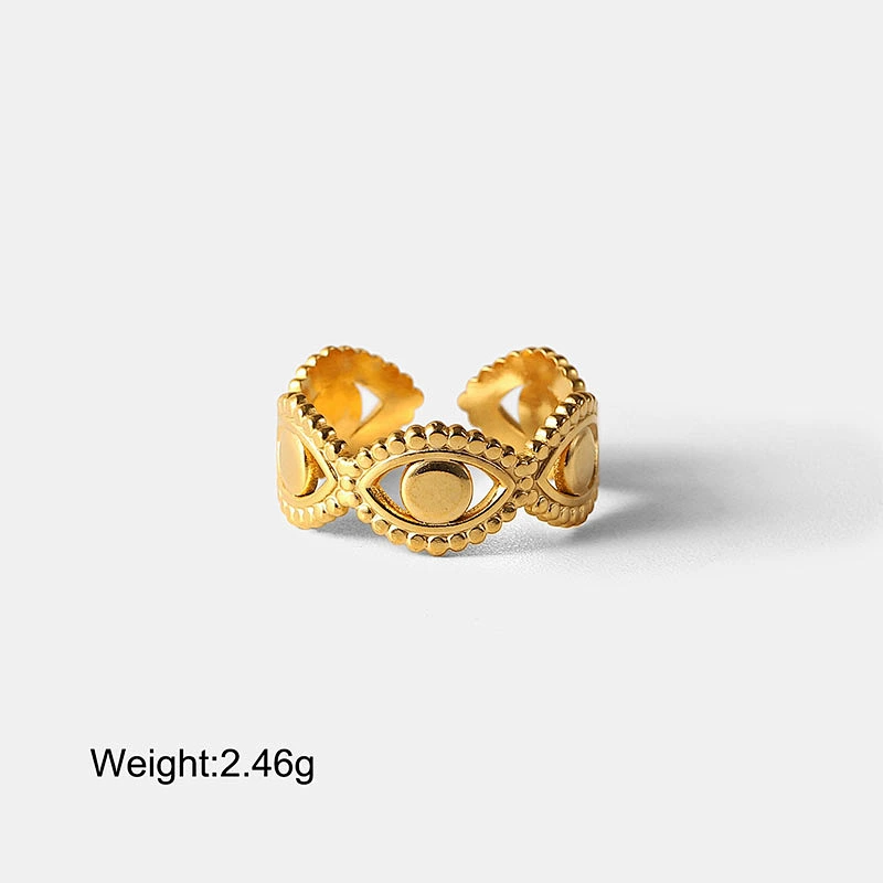 Geometric Stainless Steel Ring Eye Opening 18K Gold Jewelry