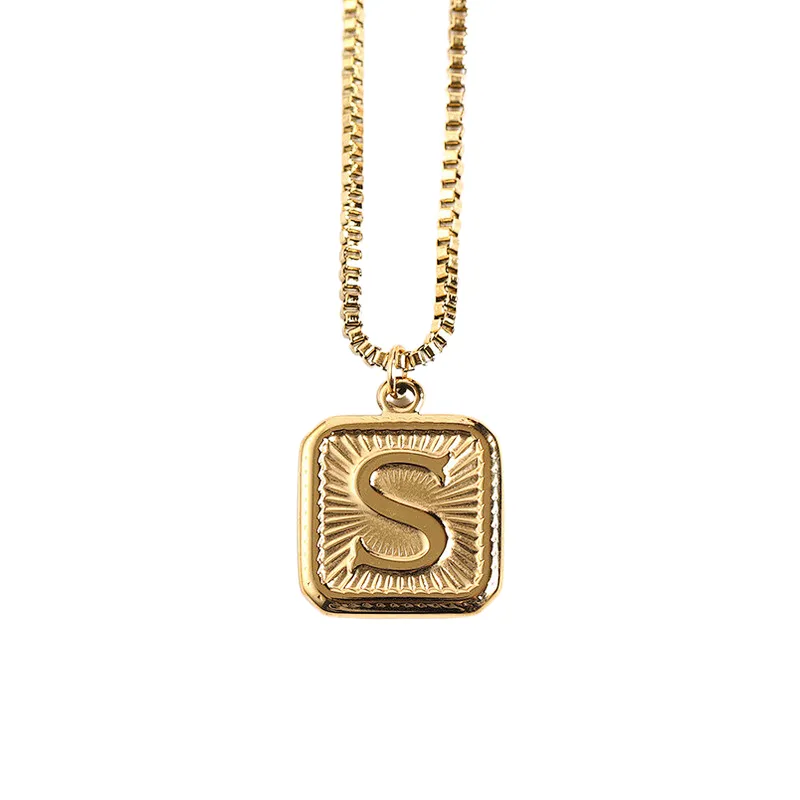 Gold Stainless Steel 26 Letter Charm Necklace Series