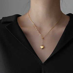Stainless Steel Cute Heart Chain Drop Necklace