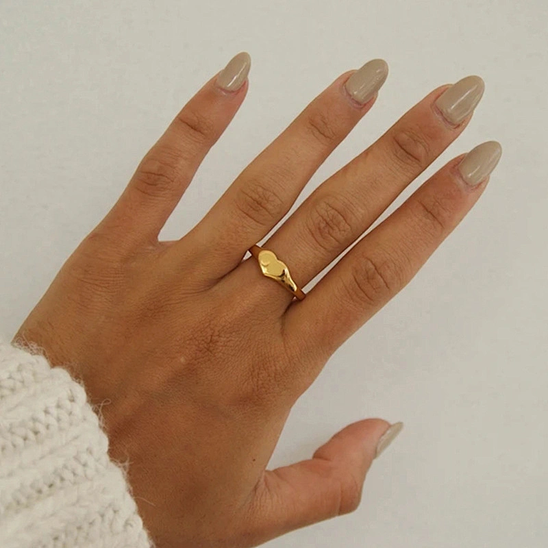 18K Gold Plated Heart Ring Stainless Steel Heart Ring