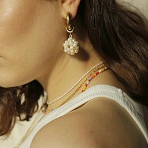 Small Pearls Strung Earring Fashion Small Hoop Earrings