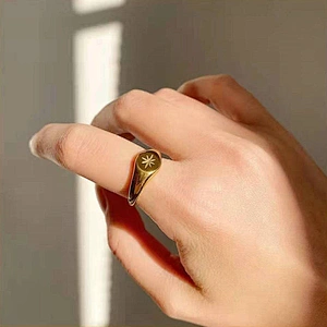 Stainless Steel Ring Fashion Engrave Geometric Pattern Ring