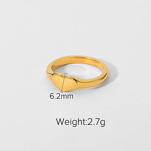 18K Gold Plated Heart Ring Stainless Steel Heart Ring