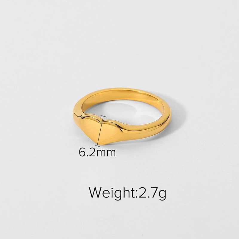 18K Gold Plated Heart Ring Stainless Steel Heart Ring