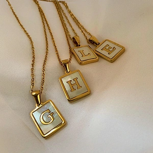 Letter And Natural Shell Necklace Customize