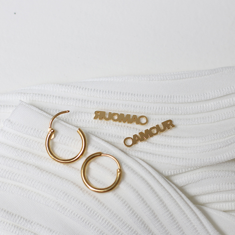 Paris French Lettering Pierced Hoop Earrings