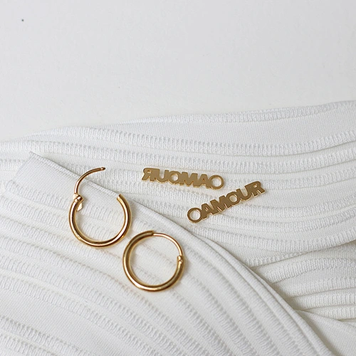 Paris French Lettering Pierced Hoop Earrings
