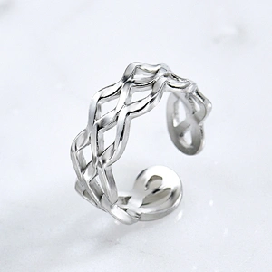 Classical Twisted Stainless Steel Rings For Women