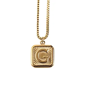 Gold Stainless Steel 26 Letter Charm Necklace Series