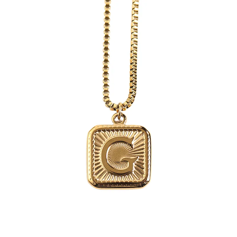 Gold Stainless Steel 26 Letter Charm Necklace Series