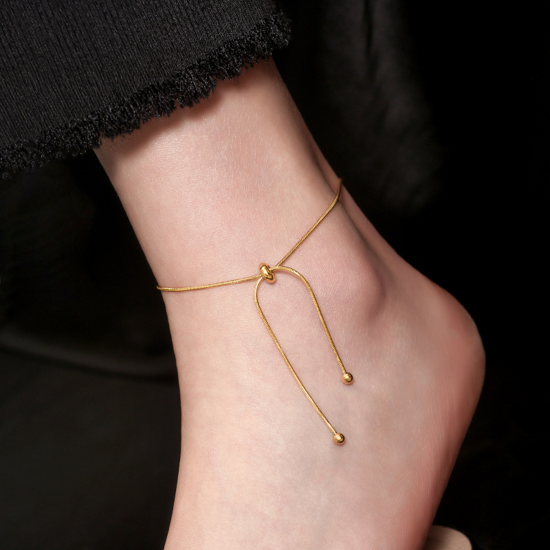 Basic Snake Chain Adjustable Anklet Bracelet Stainless Steel