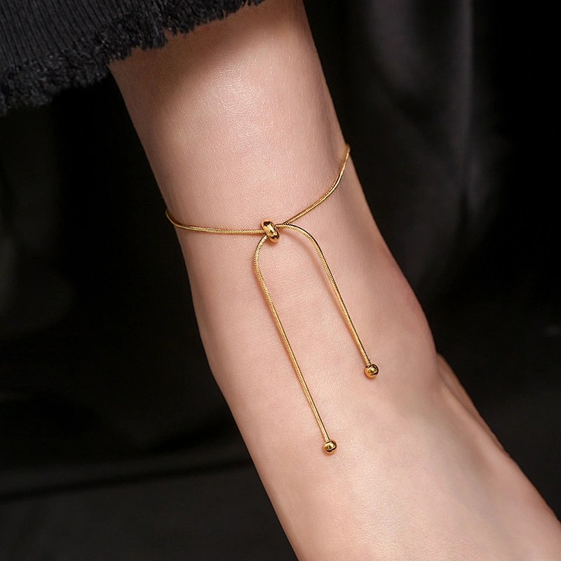 Basic Snake Chain Adjustable Anklet Bracelet Stainless Steel