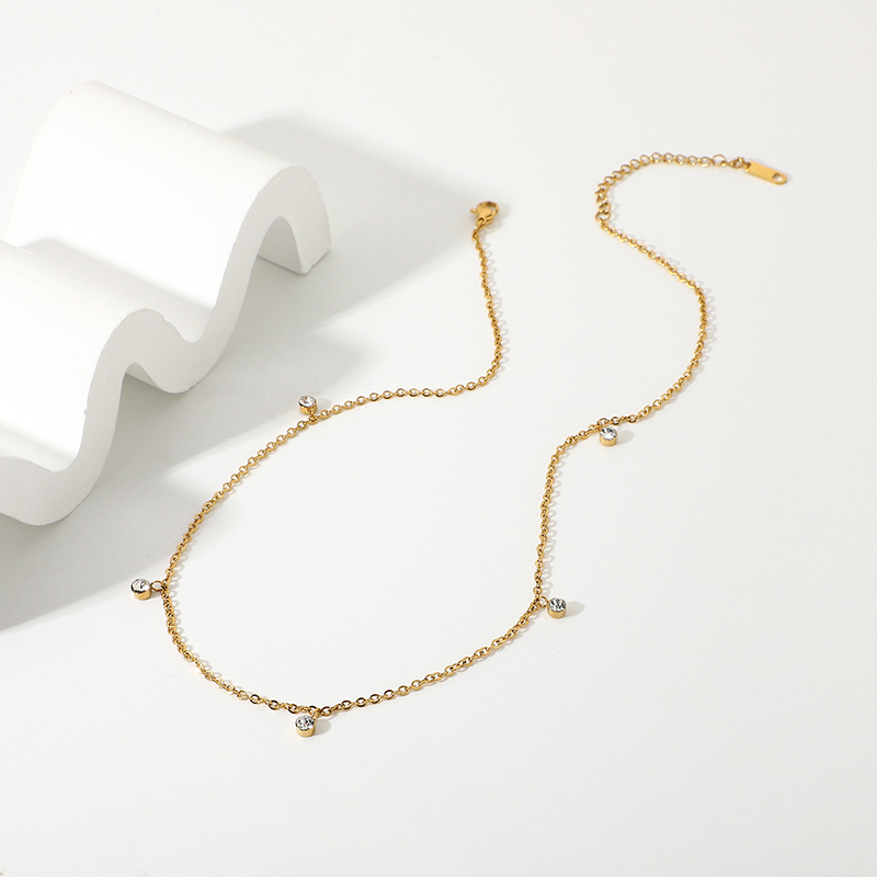 Simple Zircon Choker Necklace Steel Necklace wholesale